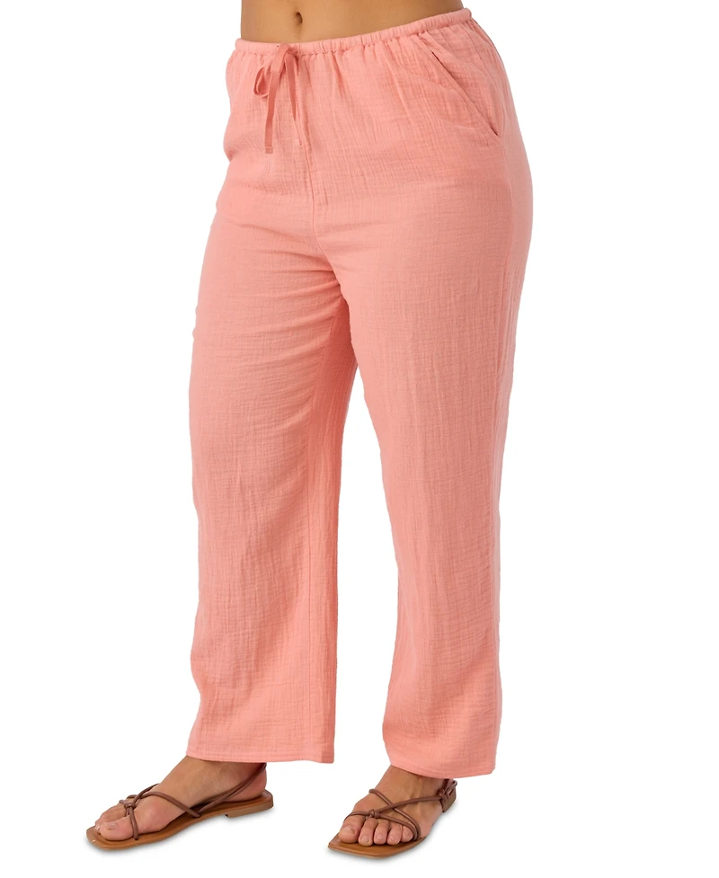 O'Neill Juniors' Brenda Pull-On Cotton Crinkle Pants