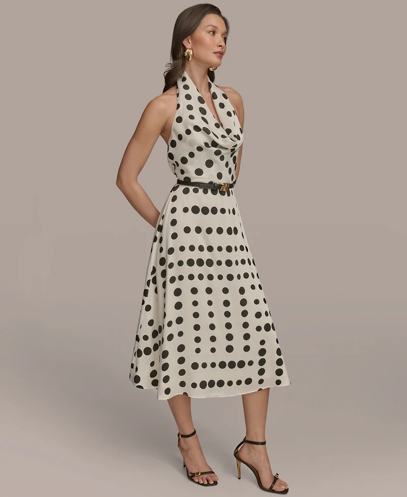 Donna Karan New York Women's Polka-Dot Belted A-Line Dress