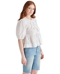 Steve Madden Women's Paula Eyelet Tie-Front Cotton Top