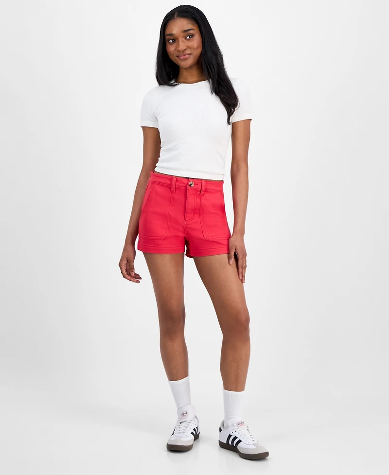 Indigo Rein Juniors' High-Rise Utility-Pocket Shorts
