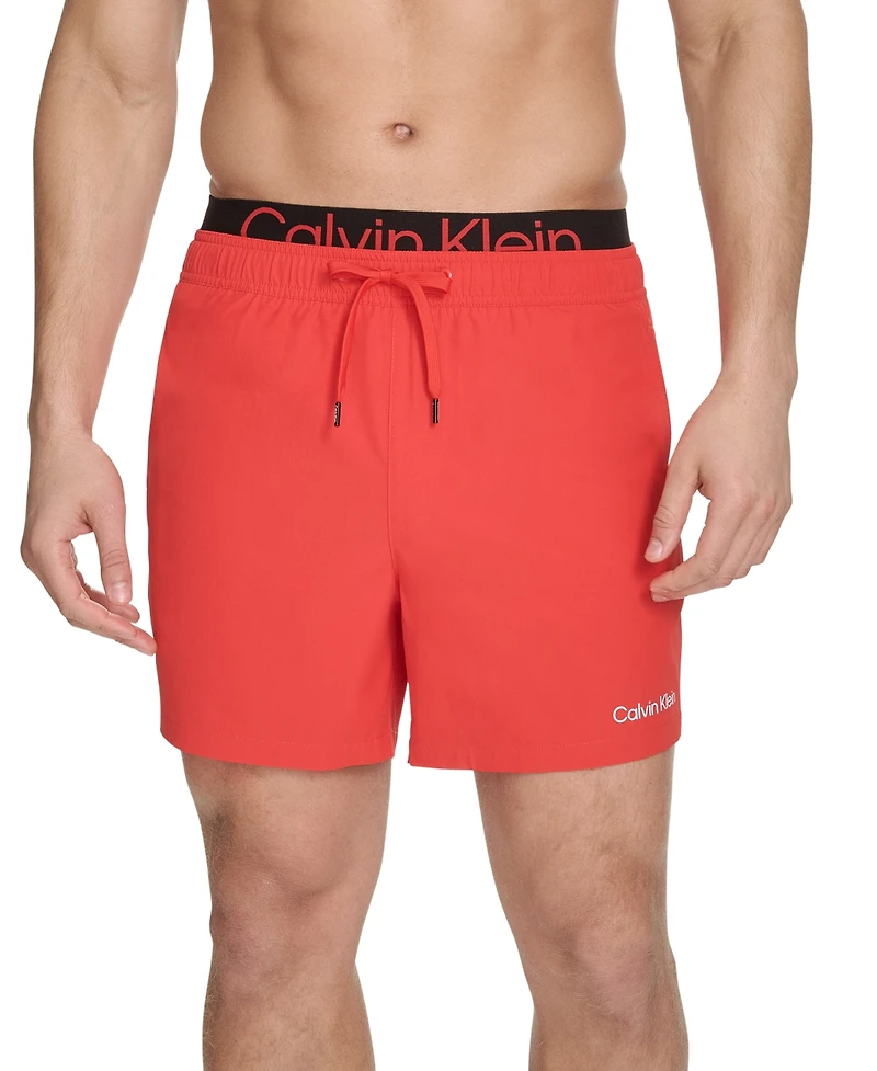 Calvin Klein Men's Logo Elastic Waist Modern Euro 5" Volley Swim Trunks