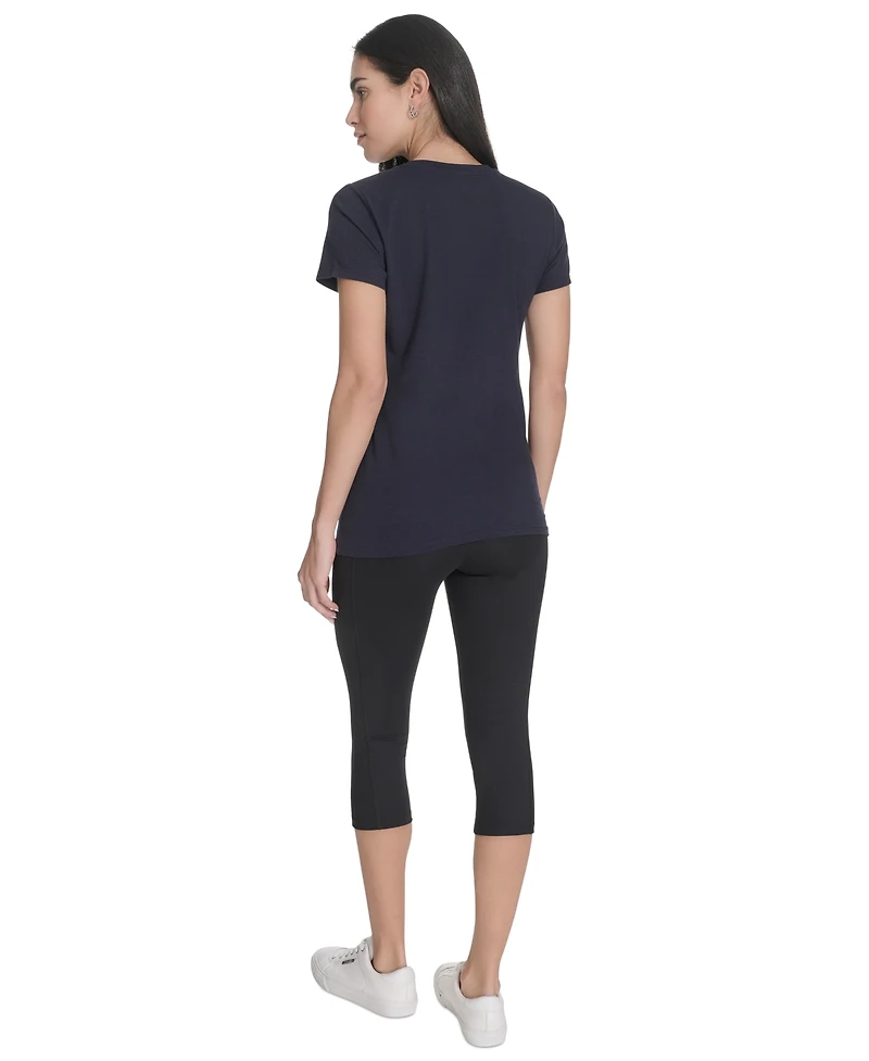 Calvin Klein Women's V-Neck Logo Short-Sleeve T-Shirt