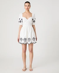 French Connection Women's Cambria Cotton Embroidered Anglaise Dress