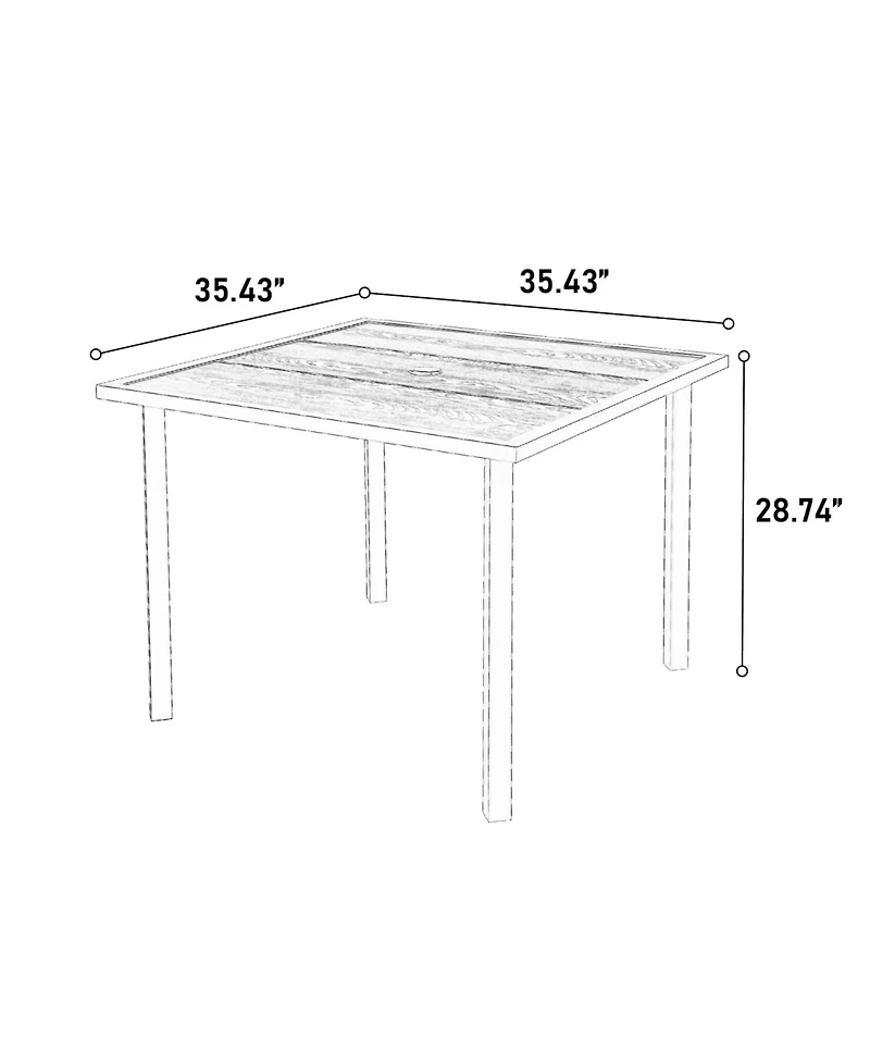 Streamdale 5-Pc Wicker Patio Dining Set, Steel Table, Umbrella Hole, for Backyard/Balcony