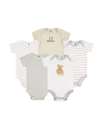 Hudson Baby Boys Unisex Five-Piece Set of Cotton All-in-One Bodysuits