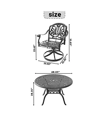 Streamdale 7-pc Cast Aluminum Dining Set, 6 Swivel Chairs, 48" Round Table
