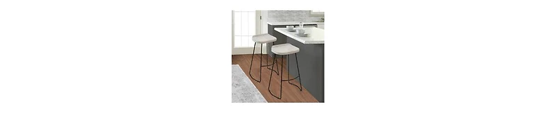 Handcrafted Backless Barstool – Washed Mango Wood Saddle Seat & Metal Base