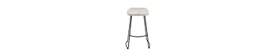 Handcrafted Backless Barstool – Washed Mango Wood Saddle Seat & Metal Base