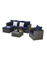 Streamdale 3-Piece Patio Set, Woven L-Shaped Sectional, Sofa, Lounger & Coffee Table