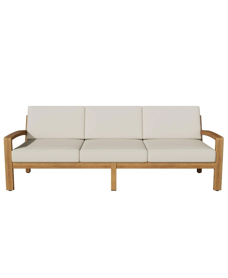Streamdale Acacia Wood 3-Seater Outdoor Sectional Sofa Set with Ottoman