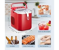 Cowsar 26Lbs Countertop Ice Maker, 9 Cubes 8 Mins, Two ,Self-Cleaning, with Scoop/Basket