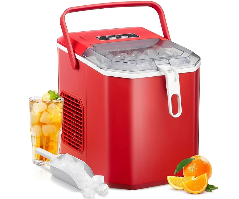 Cowsar 26Lbs Countertop Ice Maker, 9 Cubes 8 Mins, Two ,Self-Cleaning, with Scoop/Basket