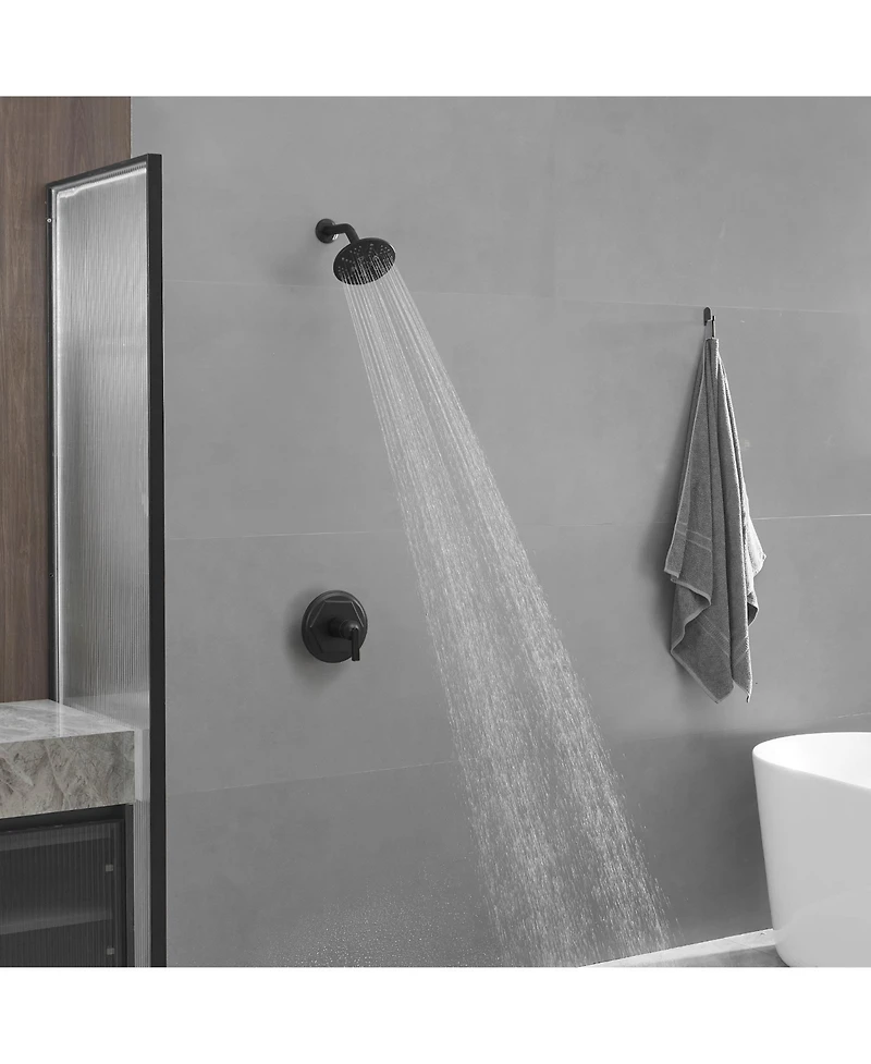 Single-Handle 6-Spray Shower Faucet Set Trim Kit 1.8 Gpm with Valve and Filtered Shower Head in Matte Black