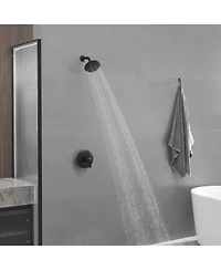 Single-Handle 6-Spray Shower Faucet Set Trim Kit 1.8 Gpm with Valve and Filtered Shower Head in Matte Black