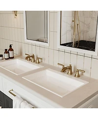 8 in. Widespread Double-Handle 3-Hole Waterfall Bathroom Faucet Water-Saving with Metal Drain Brushed Gold
