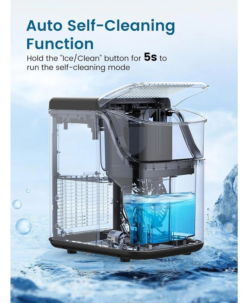 Nugget Ice Makers Maker Machine,35lbs/Day,One-Click Operation,Self-Cleaning Countertop Machine,Stainless Steels Upgrade