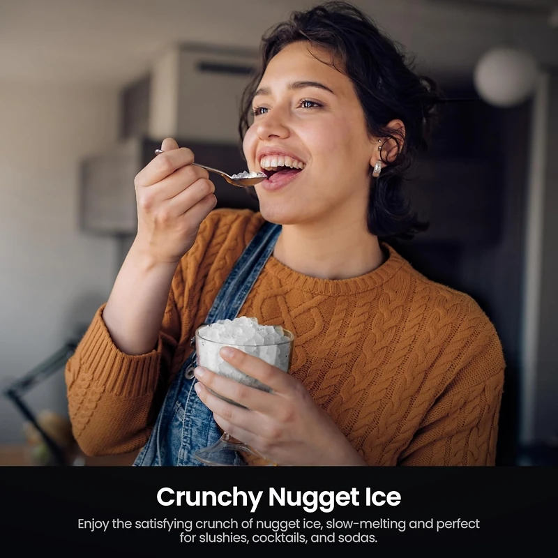 Nugget Ice Makers Ice Maker Machine,35lbs/Day,One-Click Operation,Self-Cleaning Countertop Ice Machine,Stainless Steels Upgrade