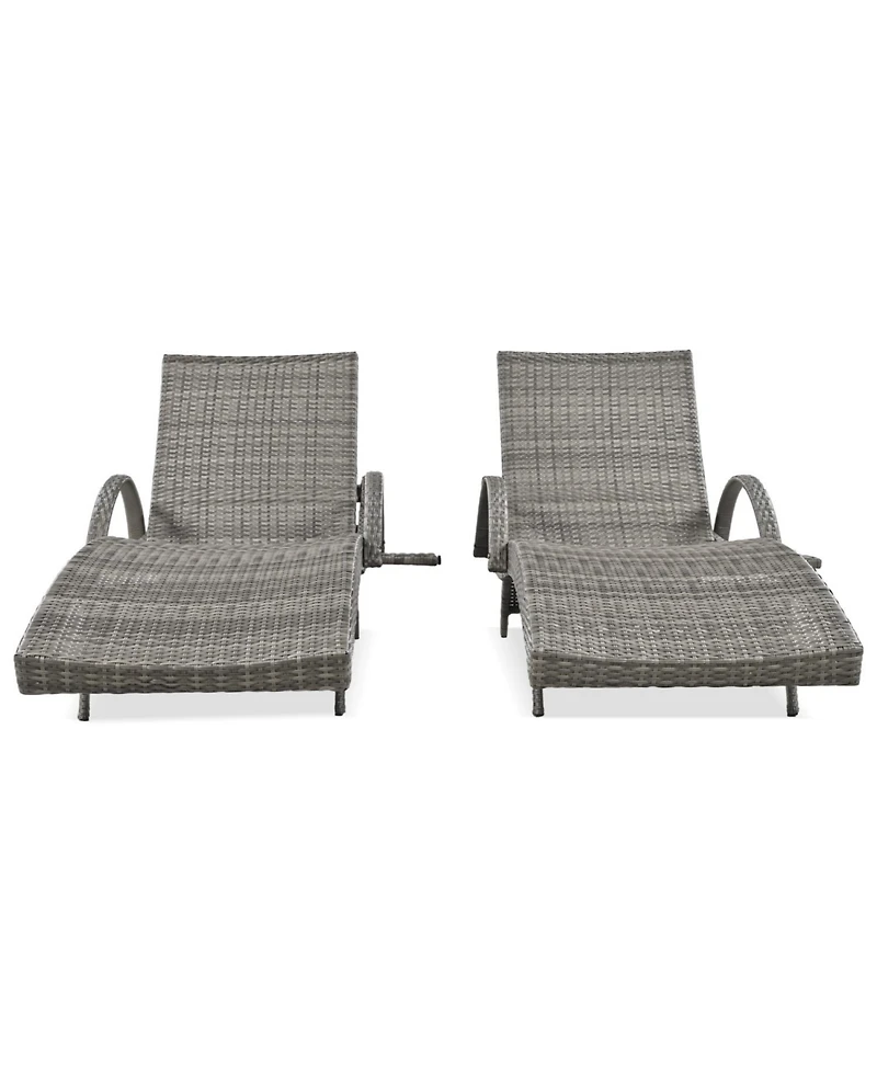 Streamdale 80" Wicker Chaise Lounge Set (2), Reclining, side table, adjustable, Grey