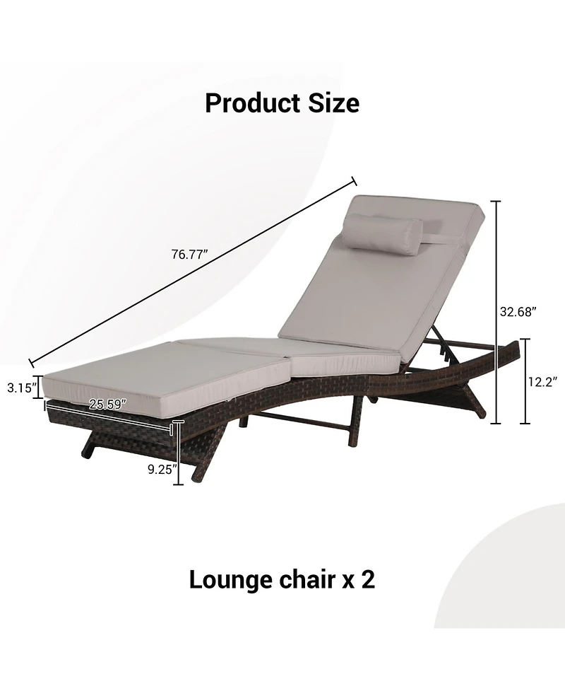 Streamdale Outdoor Wicker Reclining Lounge Chairs (Set of 2) - Beach, Pool, Garden