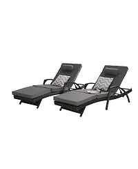 Streamdale Outdoor Wicker Reclining Lounge Chair Set, Cushioned, 150° Recline