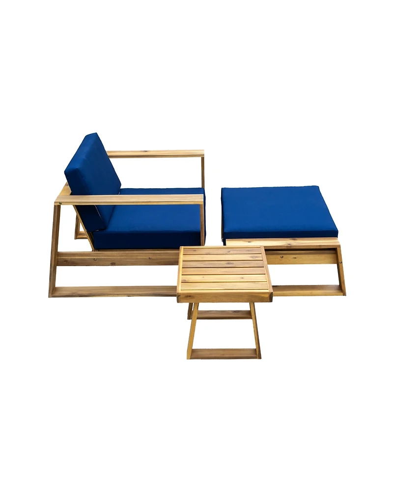 Streamdale Acacia Lounge Set, Chair & Ottoman