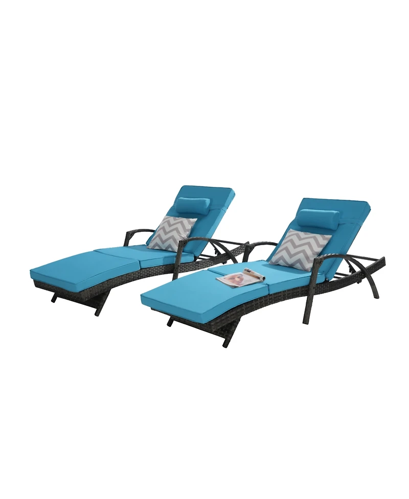 Streamdale Outdoor Wicker Reclining Lounge Chair Set, Cushioned, 150° Recline