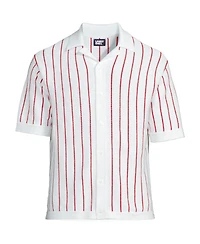 Lands' End Men's Short Sleeve Racked Button Down Sweater Polo