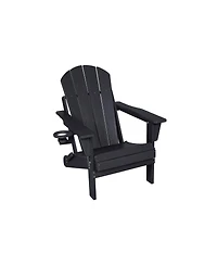 Streamdale Black Folding Adirondack Set, 2 Chairs, Table