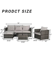 Streamdale 3-Piece Patio Set, Woven L-Shaped Sectional, Sofa, Lounger & Coffee Table