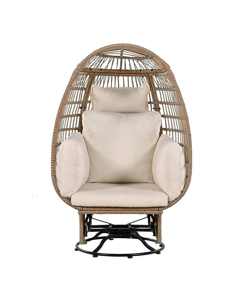 Outdoor Swivel Rattan Egg Chair, Rocking, Cushions, for Patio/Garden