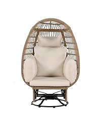 Outdoor Swivel Rattan Egg Chair, Rocking, Cushions, for Patio/Garden