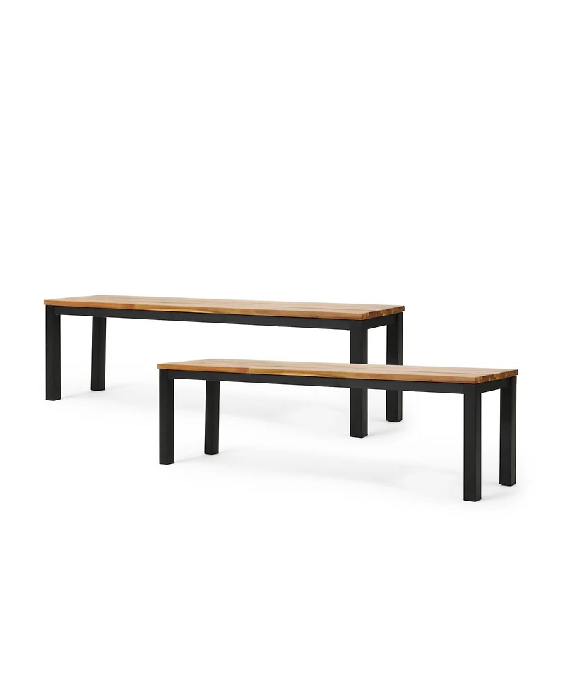 Streamdale Modern Acacia Wood & Metal Outdoor Bench - 63 Inch