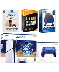 Sony PlayStation 5 Slim Disc Astro Bot Bundle with Extra Chroma Pearl Controller, Pro Gamer Kit, MightySkins Code and 1 Year Extended Warranty