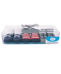 Luvable Friends Baby Boys Socks Set, Blue Stripe, 0-3 Months