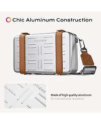 Byootique Mini Suitcase Crossbody Bag Portable Hard Shell Aluminum Cosmetic Makeup Case with Adjustable Strap Travel Handbag for Makeup Artist,Red