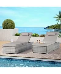 Streamdale Outdoor Chaise Lounge Set, 2 Rattan Recliners, Table, Cushions, Pool/Beach