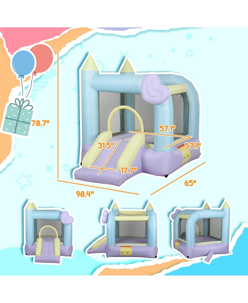 Qaba Bounce House, Inflatable Bouncer with Air Blower, 98" x 65" x 79"