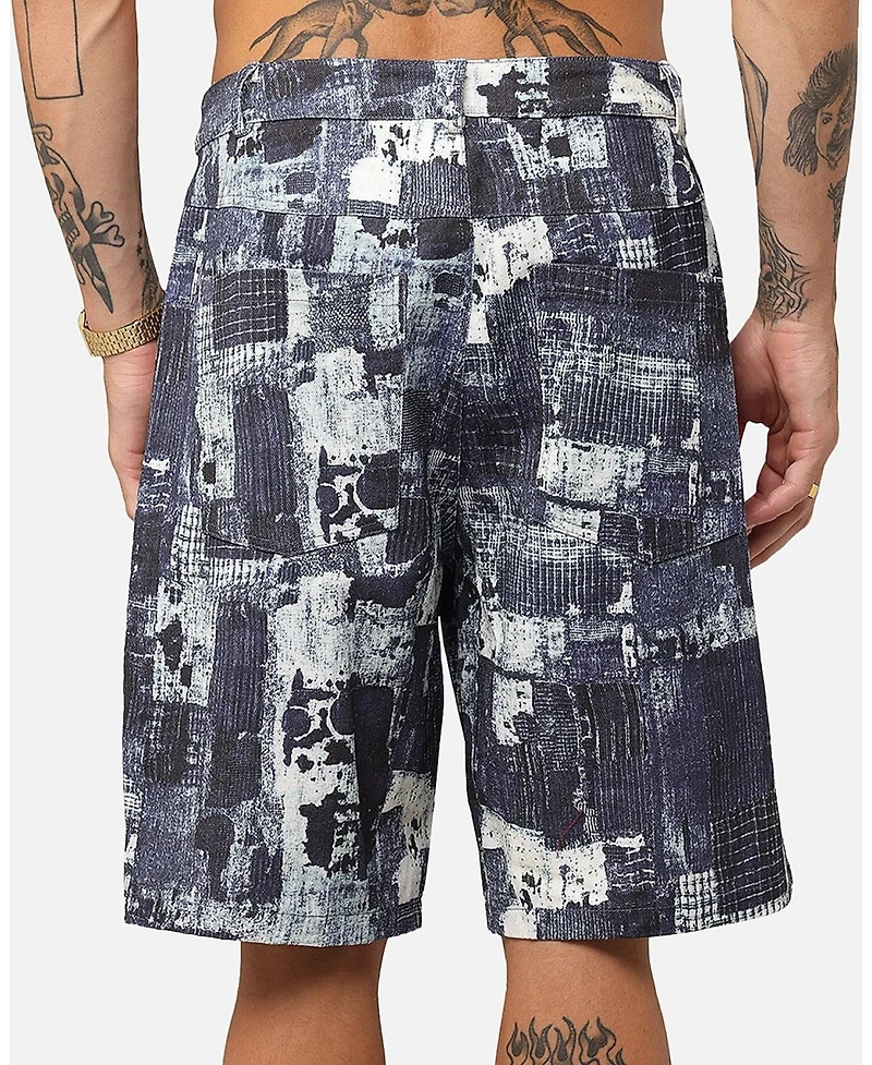 Xxiii Men's Printed Denim Patch Jorts