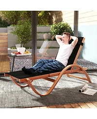 Outsunny Larch Wood Lounge Chair, 4-Level Adjustable ning