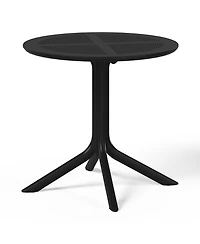 5-Piece Modern Patio Round Dining Table Set with Stackable Chairs