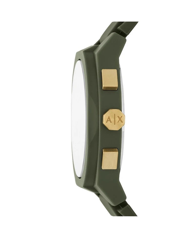A|X Armani Exchange Men's Sync Quartz Chronograph Green Silicone Watch, 44mm