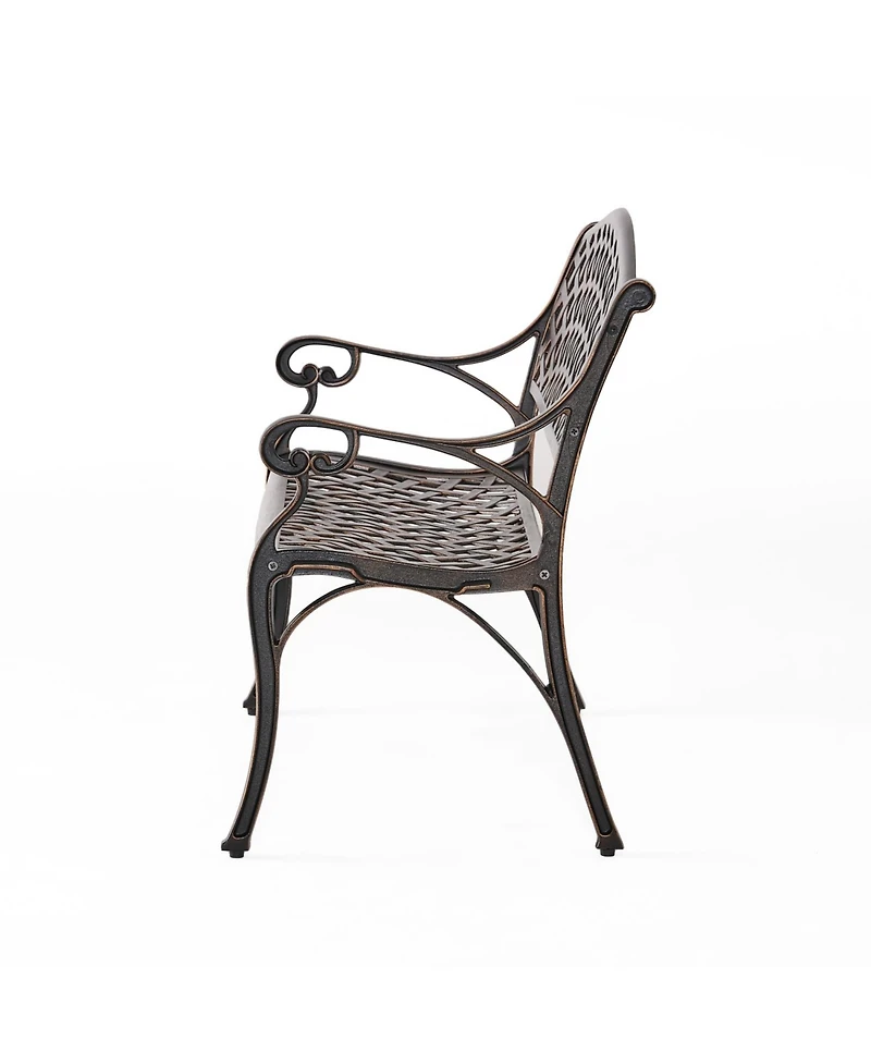 Streamdale Antique Copper Finish Cast Aluminum 2-Person Outdoor Bench