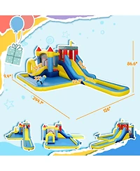 Qaba 6 in 1 Inflatable Water Slide Park with 550W Blower for Kids 3-8 Years