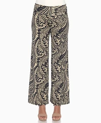 White Mark Women's Paisley Print Wide Leg Pants