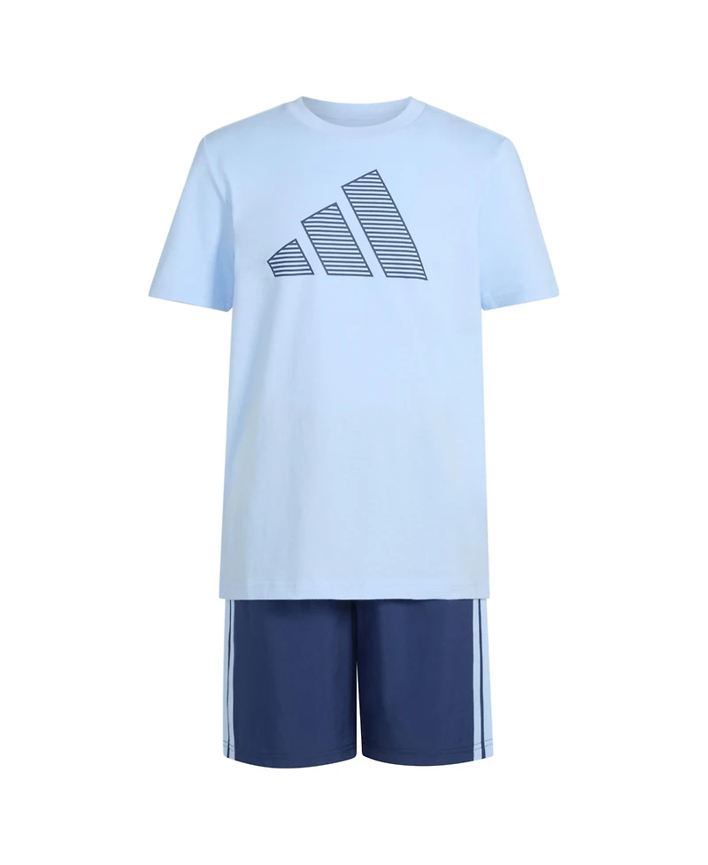 adidas Big Boys 2-Piece Short Sleeve T-Shirt and Woven Shorts Set
