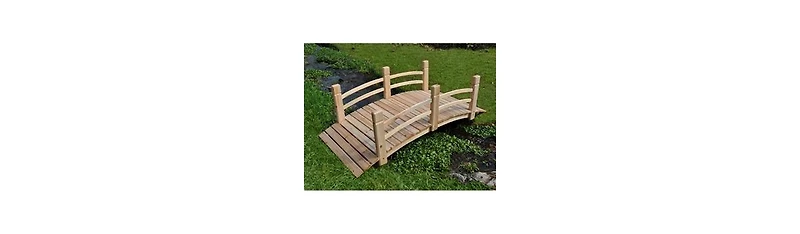 Cedar Wood Garden Bridge with Railings for Elegant Outdoor Landscape Decor