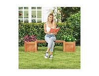 Farmhouse Durable Outdoor Wooden Planter Box with Garden Bench