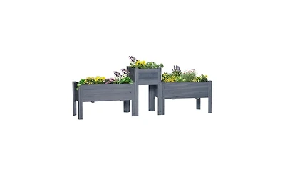 Multi-Functional Wooden Planter Box with Separate Flower Space