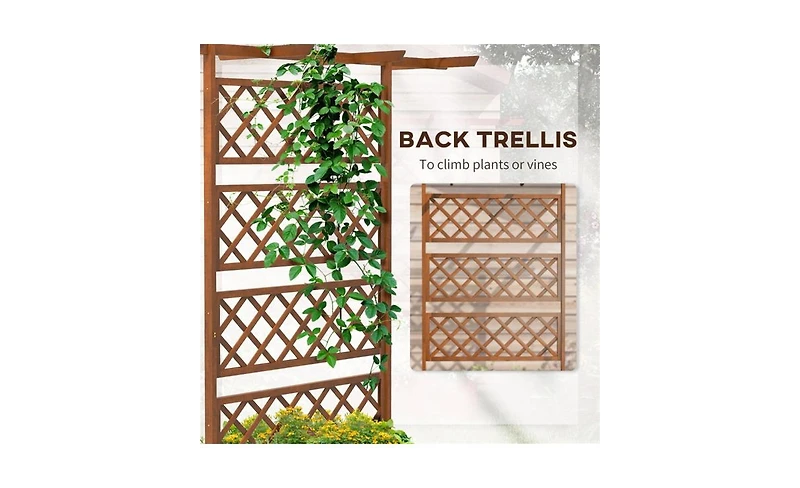 Multi-Functional Wooden Garden Trellis with Planter Box