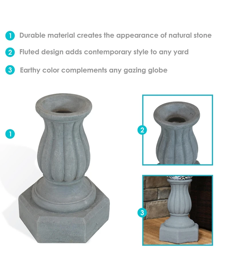 Contemporary Pillar Indoor/Outdoor Column-Style Gazing Globe Stand for 10 to 12-Inch Gazing Balls - 16" H - Travertine